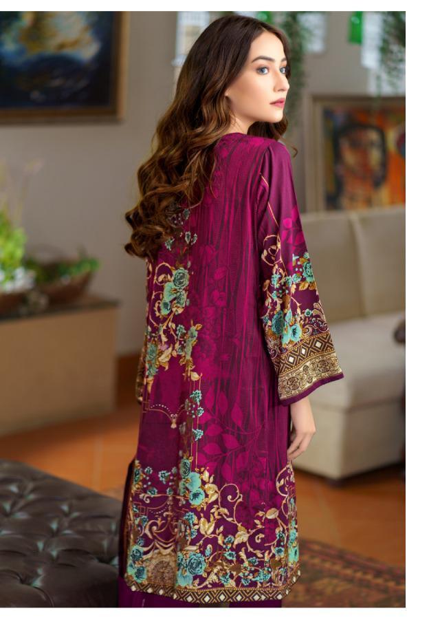 Lawn Cotton Women Unstitched Purple Pakistani Suits Dress Material - Stilento