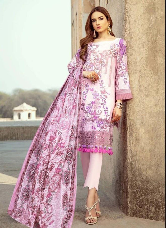 Lawn fabric Light Pink Karachi Dress Material for women