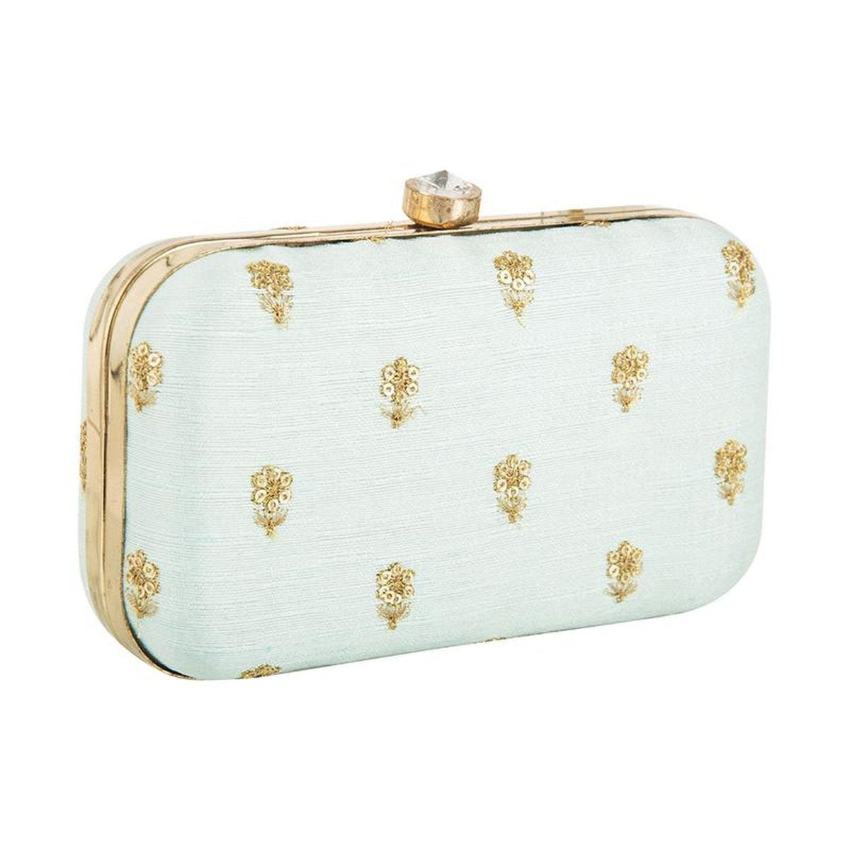 Light Blue and Golden Zari Embroidery Party wear Fancy Clutches