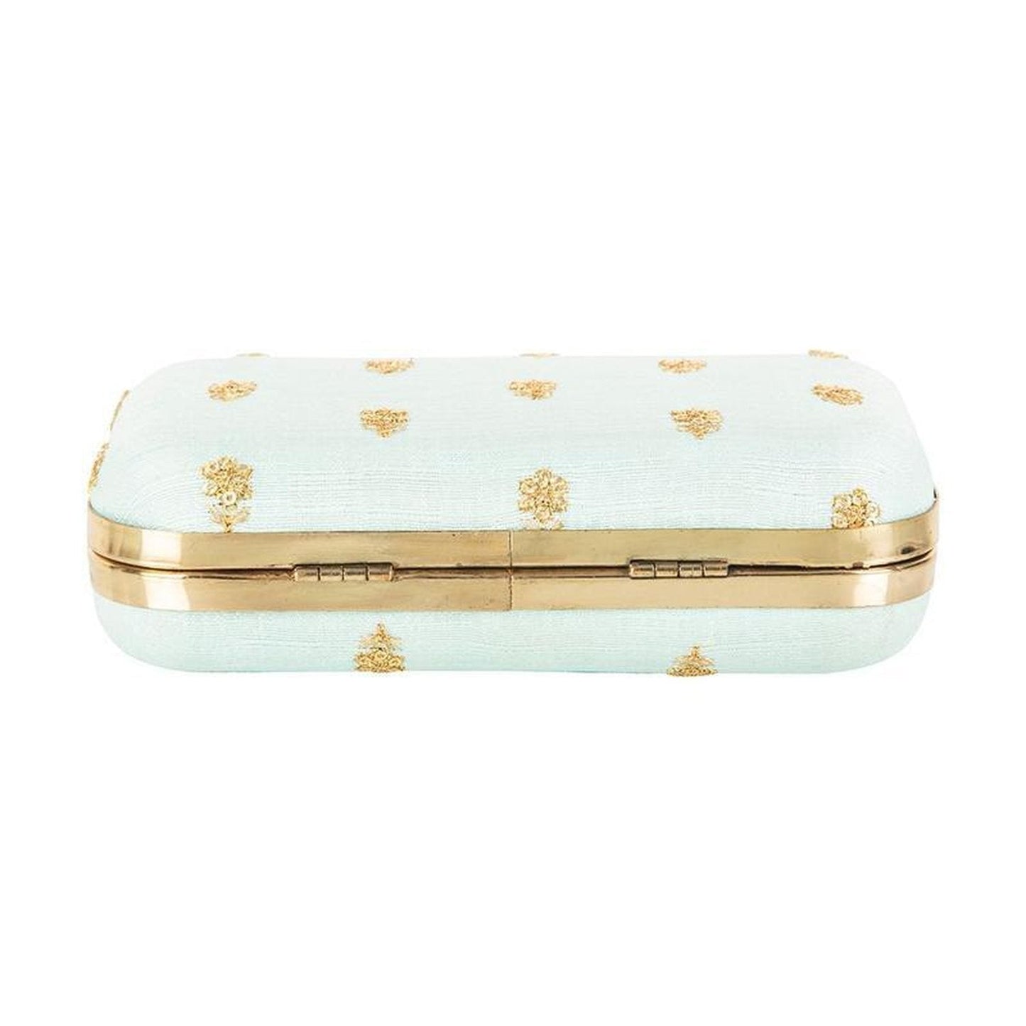 Light Blue and Golden Zari Embroidery Party wear Fancy Clutches - Stilento