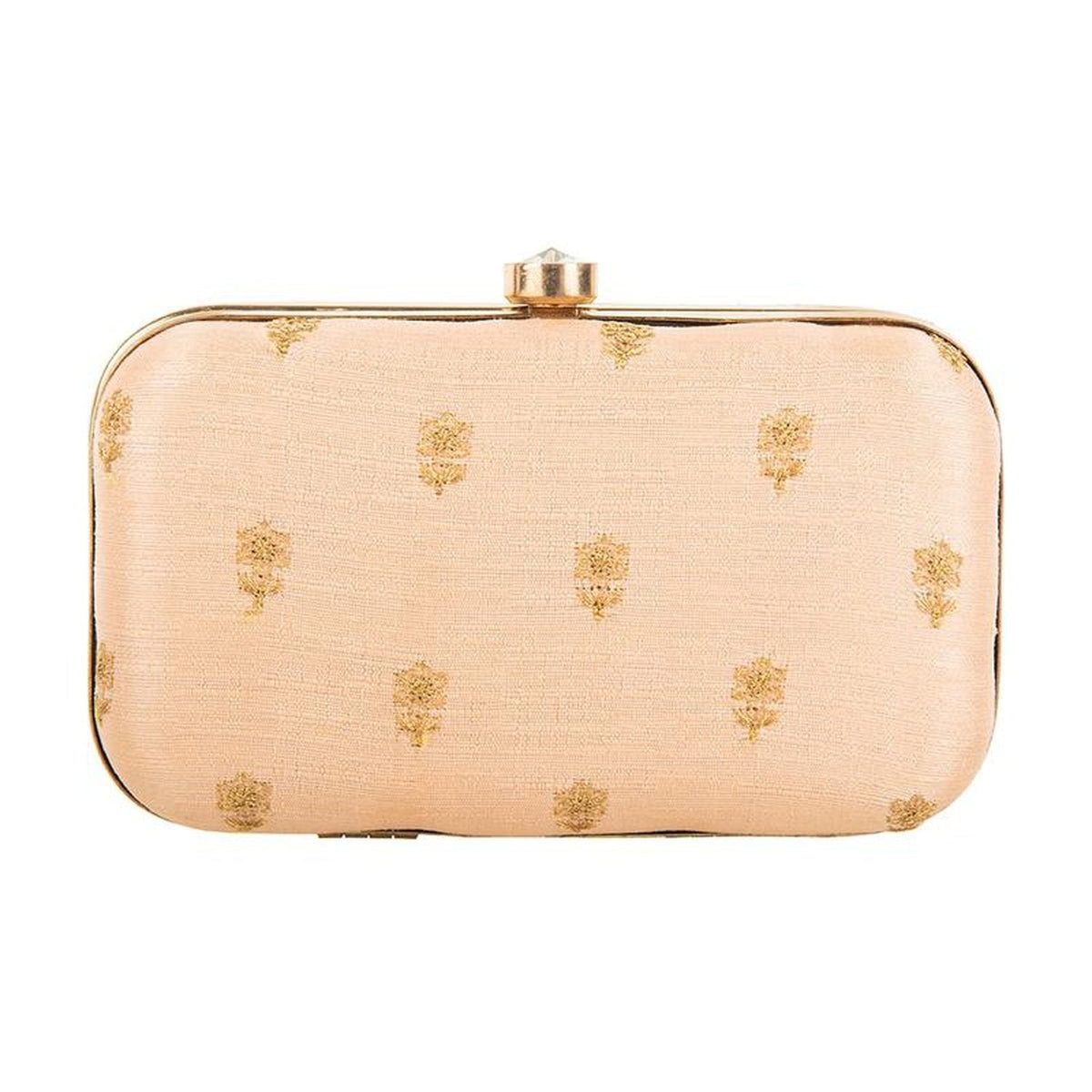 Light Orange and Golden Zari Embroidery Party wear Bridal Clutches