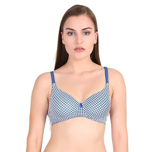 Lightly Padded Non Wired 3/4th Coverage T-Shirt Bra Blue - Stilento