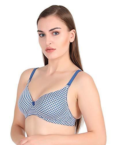 Lightly Padded Non Wired 3/4th Coverage T-Shirt Bra Blue - Stilento