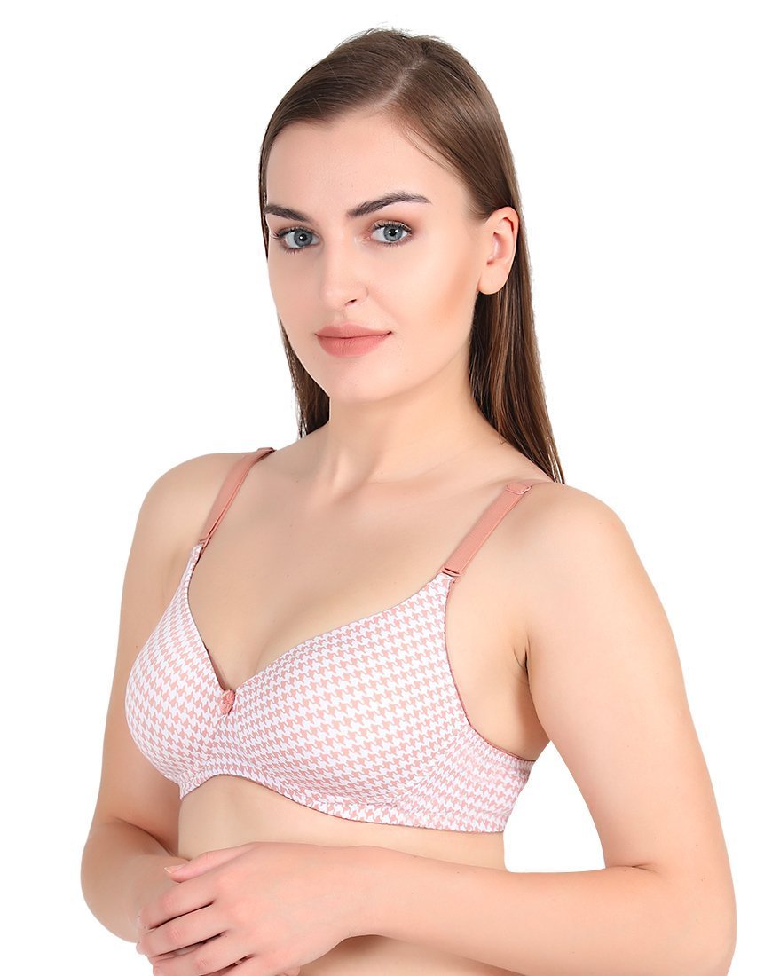 Lightly Padded Non Wired 3/4th Coverage T-Shirt Bra Brown - Stilento