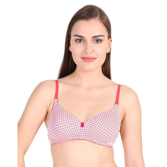 Lightly Padded Non Wired 3/4th Coverage T-Shirt Bra Red - Stilento
