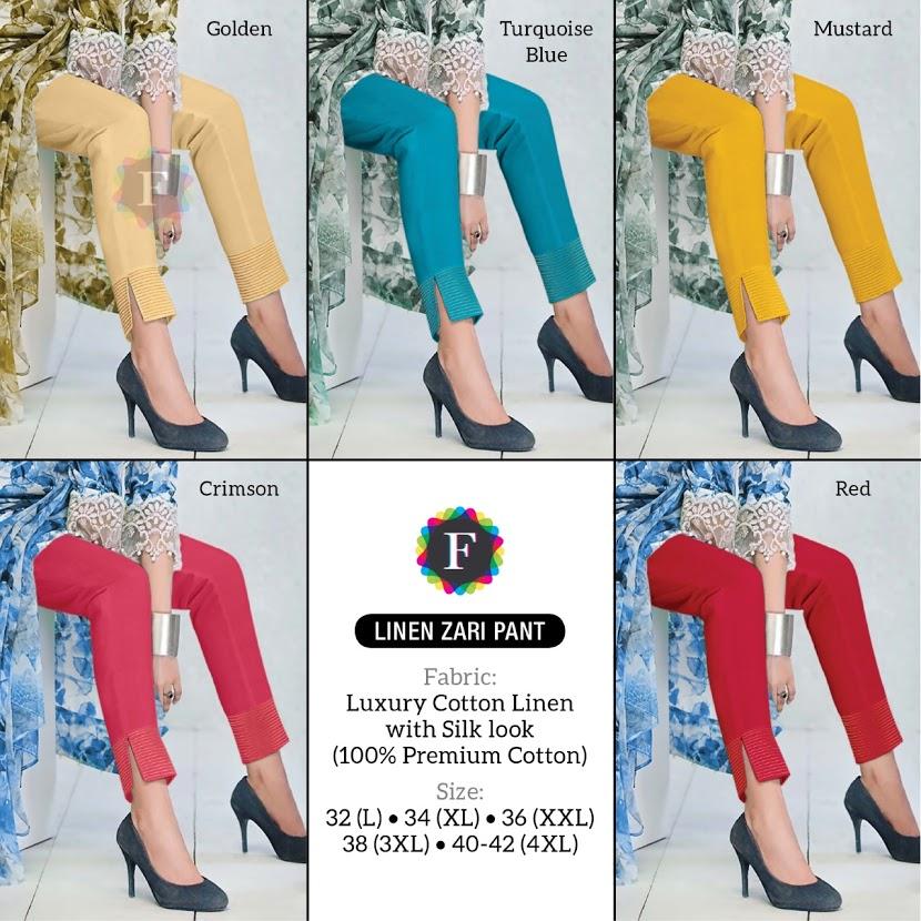 Linen Cotton Regular Fit Kurti Pants for Women With Pockets - Stilento