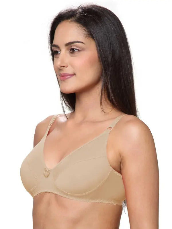 Lovable All Day Long Beige Cotton Bra for Women