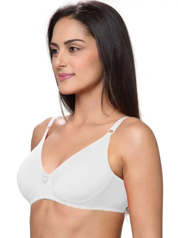 Lovable All Day Long White Cotton Bra for Women - Stilento