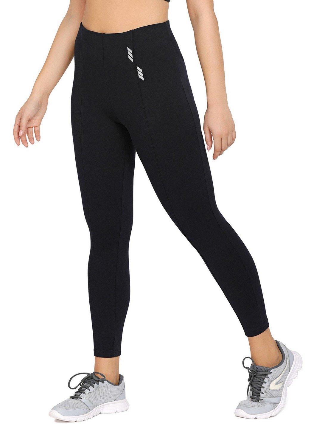 Lovable Black Cotton Ankle Length Tights Yoga Pants - Stilento