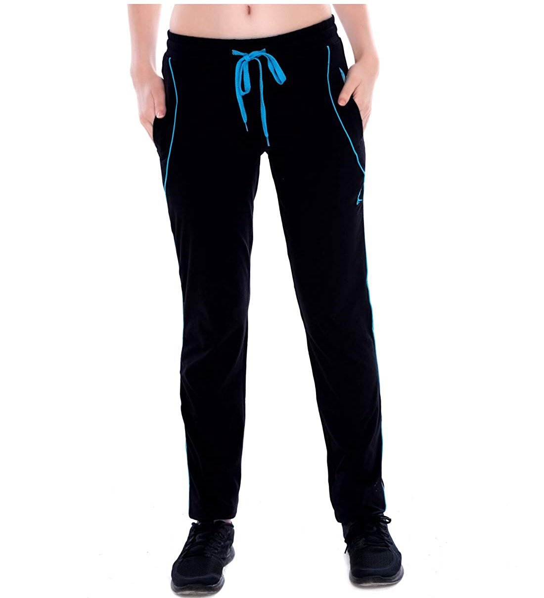Lovable Cotton Slim Fit Black Track Pants For Women - Stilento