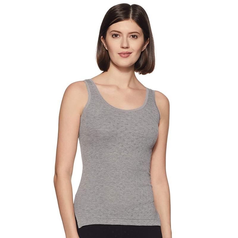 Lovable Women's Sleeveless Grey Thermal Top