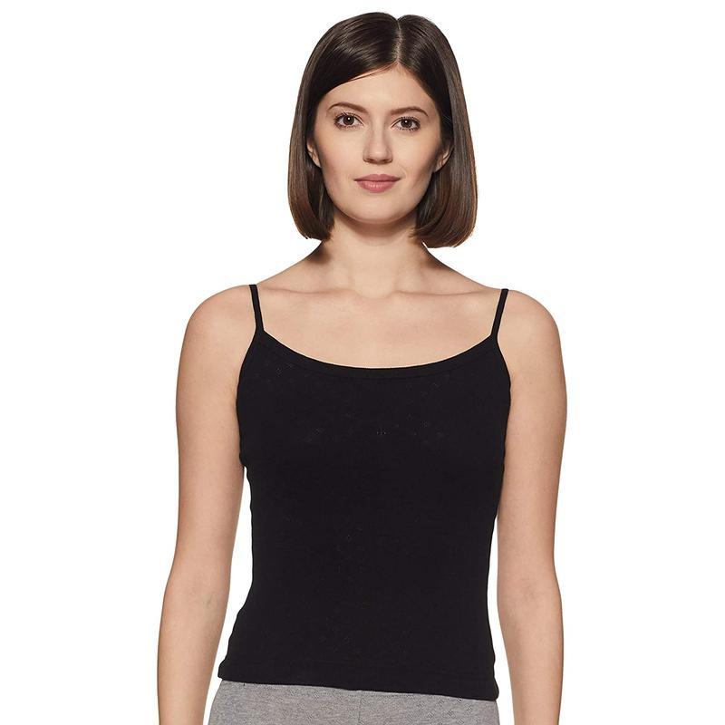 Lovable Women's Thermal Black Spaghetti Top