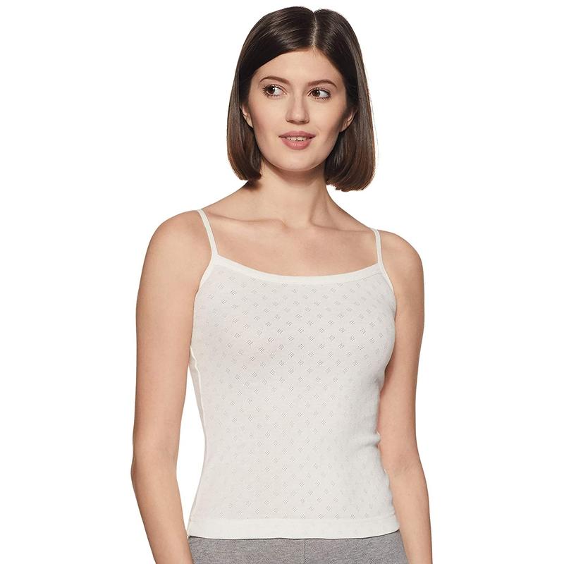 Lovable Women's Thermal White Spaghetti Top