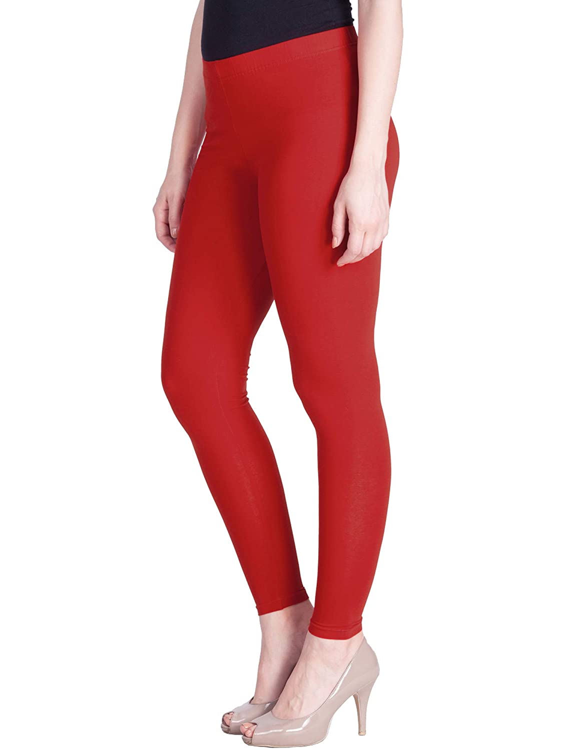 Lux Lyra Ankle Length Red Leggings free Size for Woman - Stilento