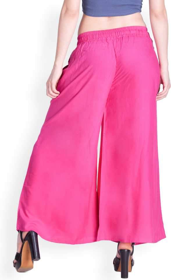 Lyra Pink Rayon Palazzo Pants for Woman - Stilento