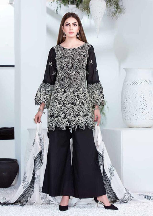 Maria B Style Black Cotton Unstitched Pakistani suits Dress for Women