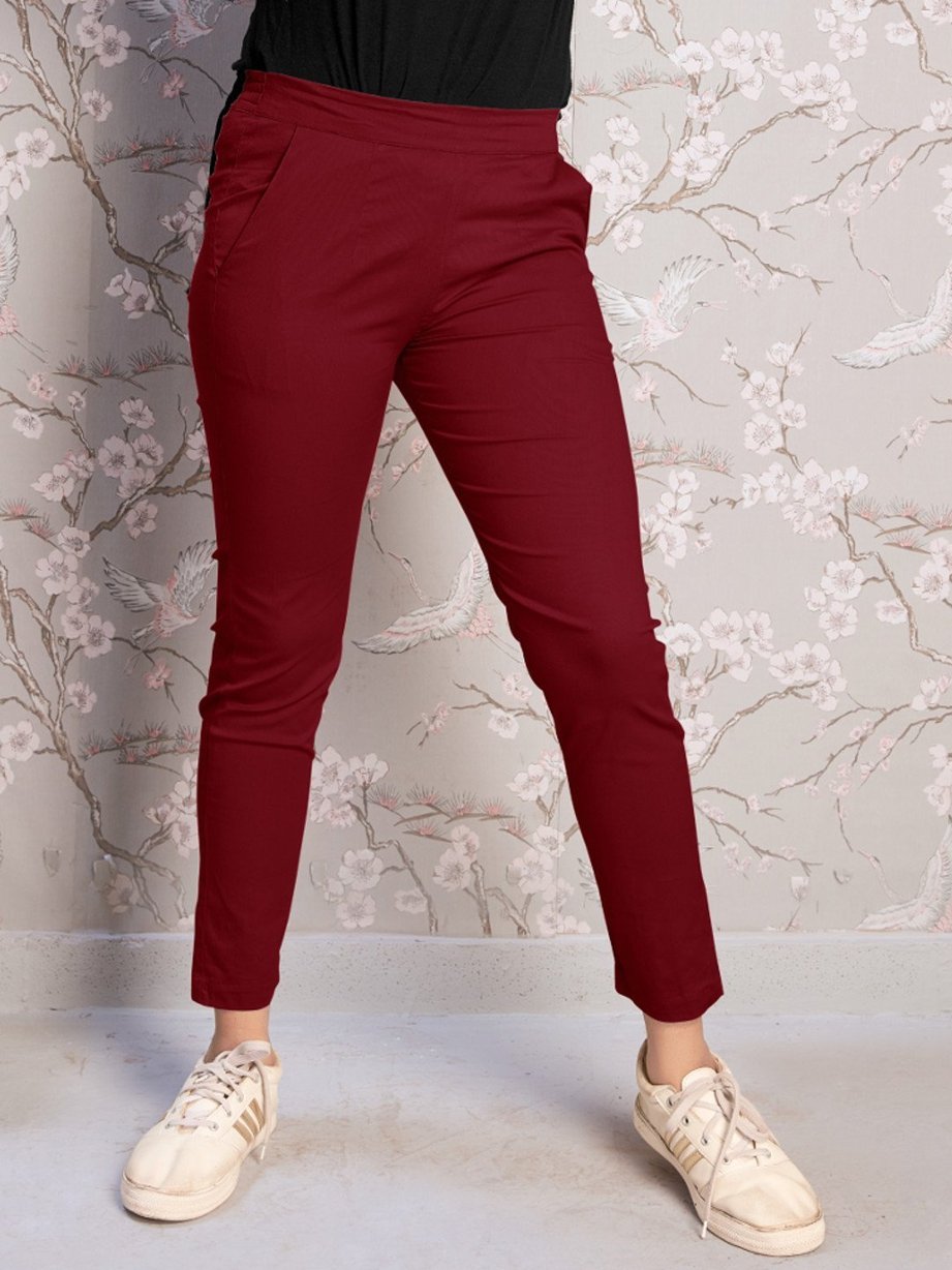 https://stilento.com/cdn/shop/products/maroon-cotton-spandex-lycra-pants-stilento-2.jpg?v=1662796415&width=1445