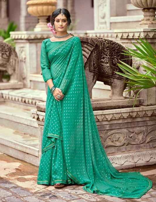 Mitasha Green Zari Georgette Saree for Women - Stilento