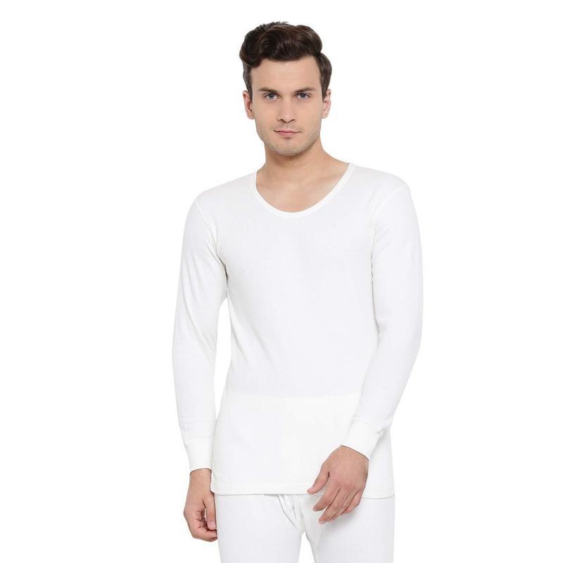 Monte Carlo Men White Round Neck Winter Thermal Top