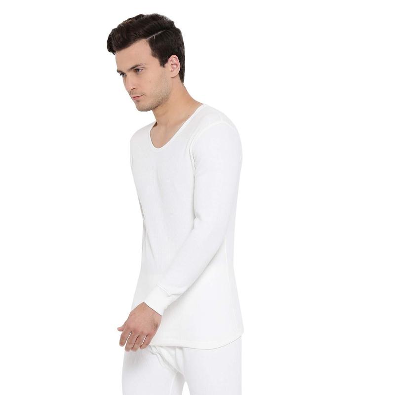 Monte Carlo Men White Round Neck Winter Thermal Top