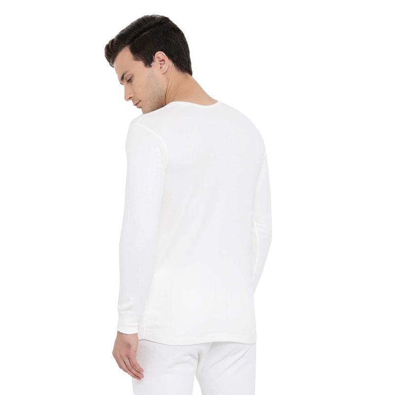 Monte Carlo Men White Round Neck Winter Thermal Top