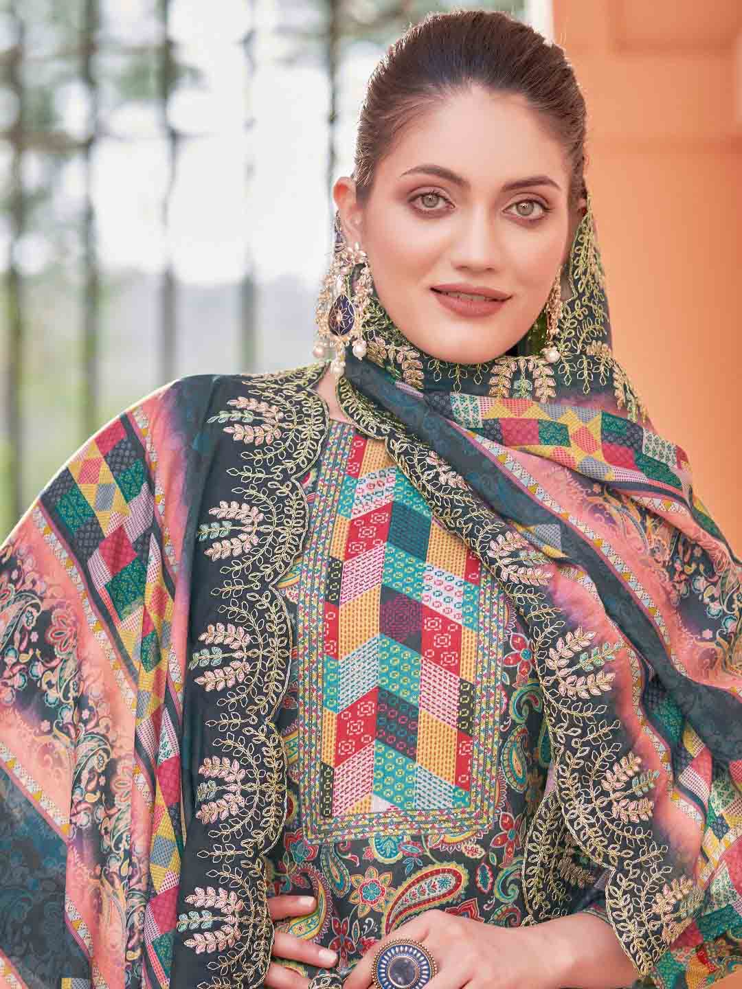 Alok Unstitched Printed Cotton Salwar Suits Dress Material - Stilento