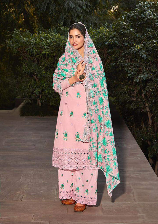 Mumtaz Arts Unstitched Pure Lawn Pink Salwar Suit