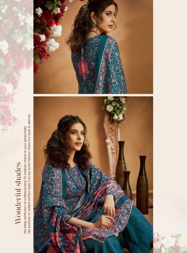 Noorani Pure Pashmina Suit Dress Material Blue - Stilento