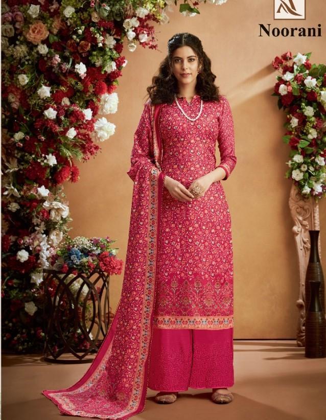 Noorani Pure Pashmina Suit Dress Material For Women Pink - Stilento