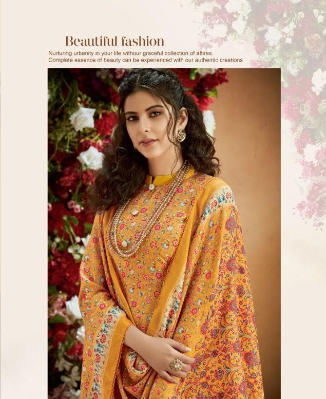 Noorani Pure Pashmina Suit Dress Material For Women Yellow - Stilento