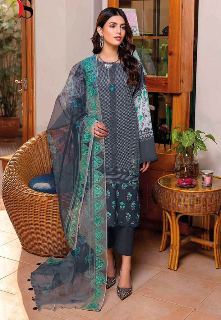 Pakistani Cotton Suits Material with Chiffon Dupatta - Stilento