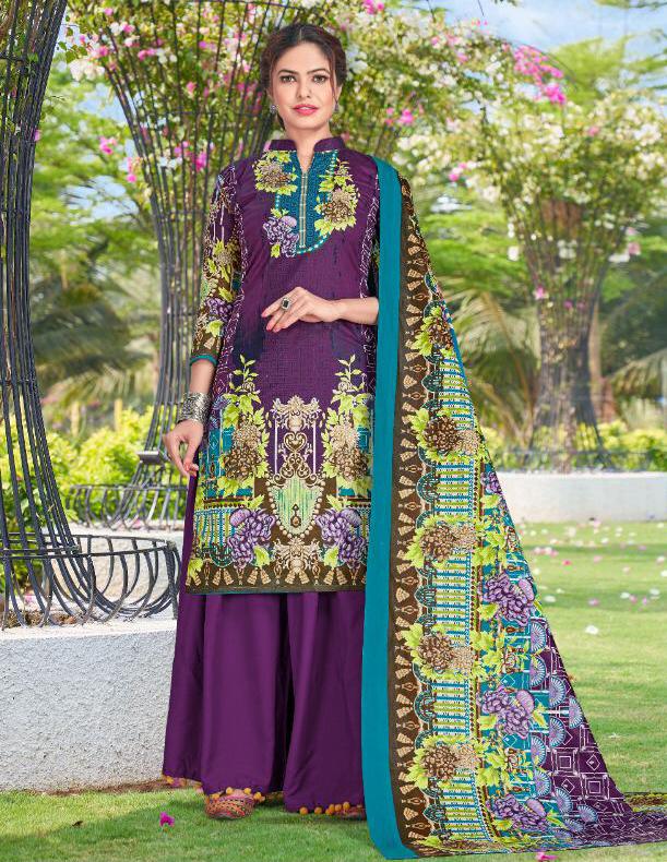 Pakistani Lawn Cotton Unstitched Suits Dress Material Purple - Stilento
