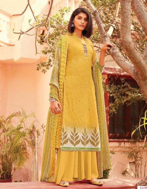 Pakistani Lawn Cotton Yellow Unstitched Suit Dress Material - Stilento