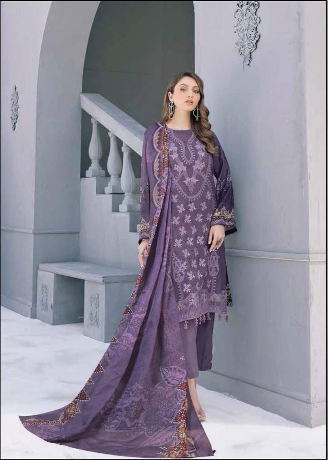 Pakistani Style Cotton Purple Suits Dress Material for women - Stilento