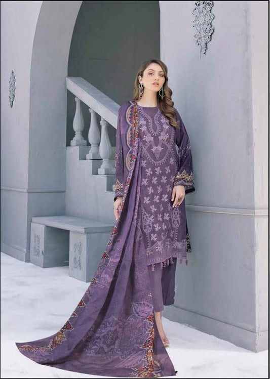Pakistani Style Cotton Purple Suits Dress Material for women
