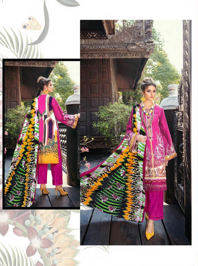 Pakistani Style Lawn Cotton Unstitched Pink Suit Material for Women - Stilento