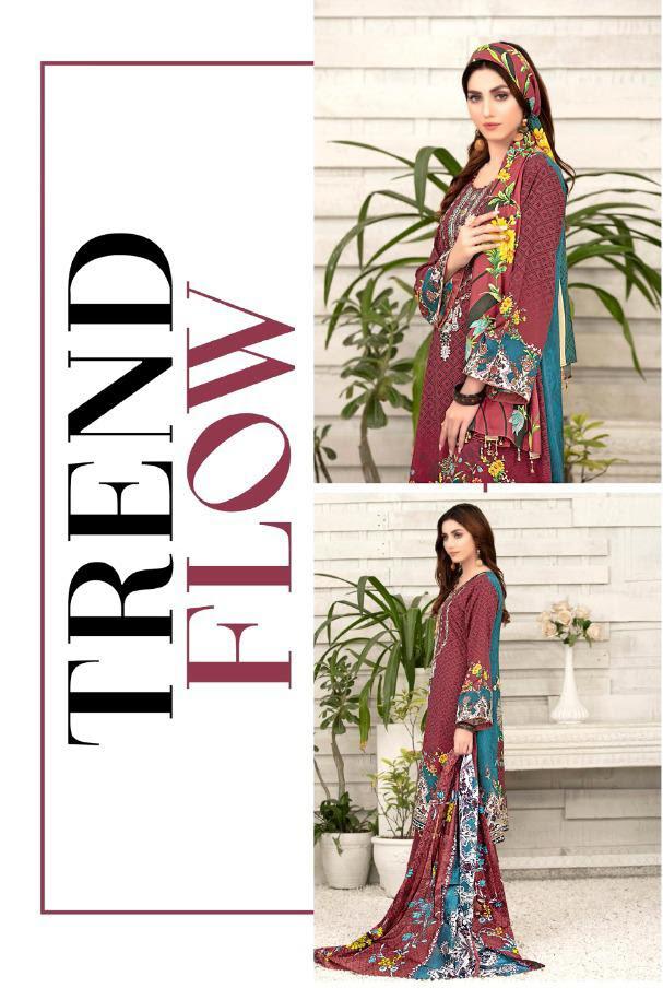 Pakistani Style Lawn Cotton Unstitched Red Suit Material for Women - Stilento