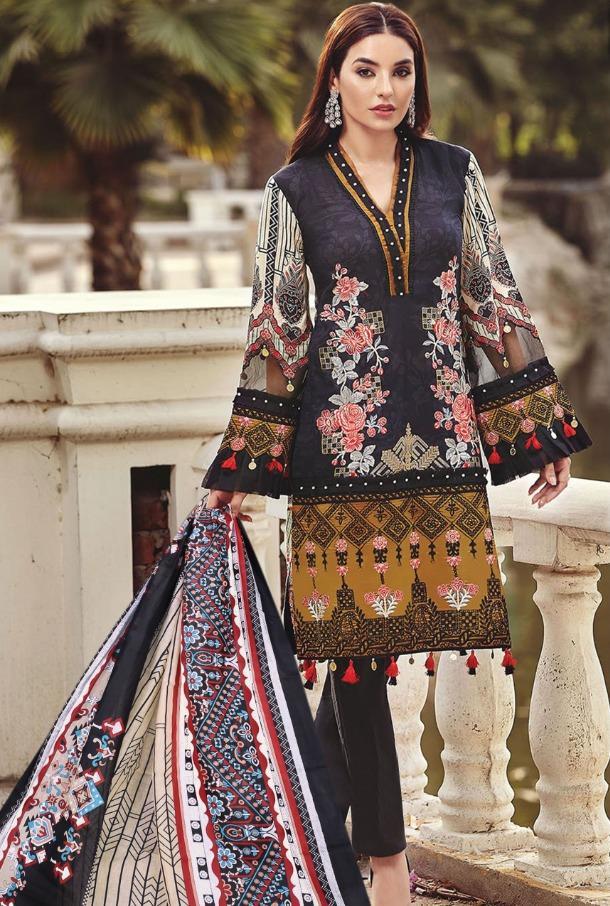 Pakistani Style Printed Black Suits Dress Material for women - Stilento