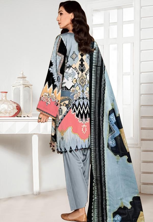 Pakistani Unstitched Blue salwar kameez Cotton Dress Material - Stilento