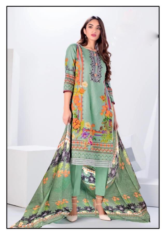 Pakistani unstitched cotton salwar suit with dupatta for women - Stilento