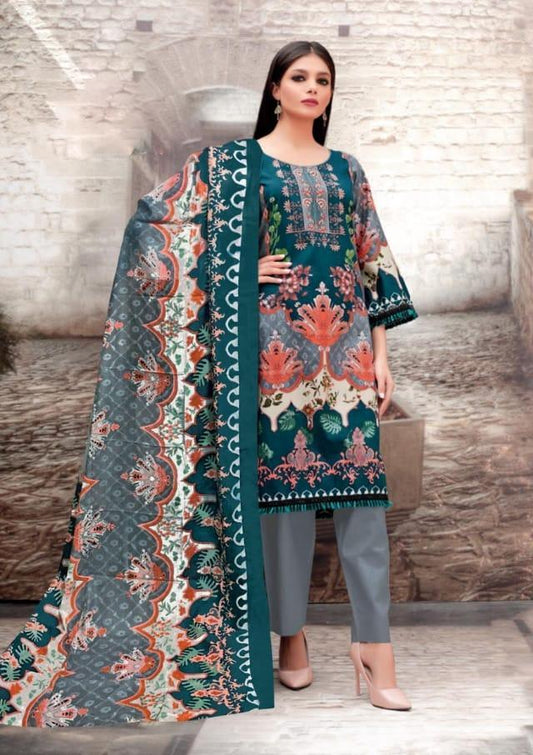 Pakistani unstitched cotton salwar suit with dupatta for women