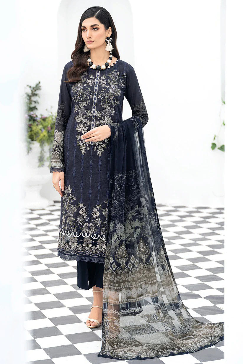 Ramsha Riwayat Luxury Lawn Vol 5 Pakistani Unstitched Suit Blue