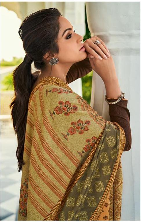 Pashmina Brown Salwar suit Dress Material for Woman with Embroidery - Stilento