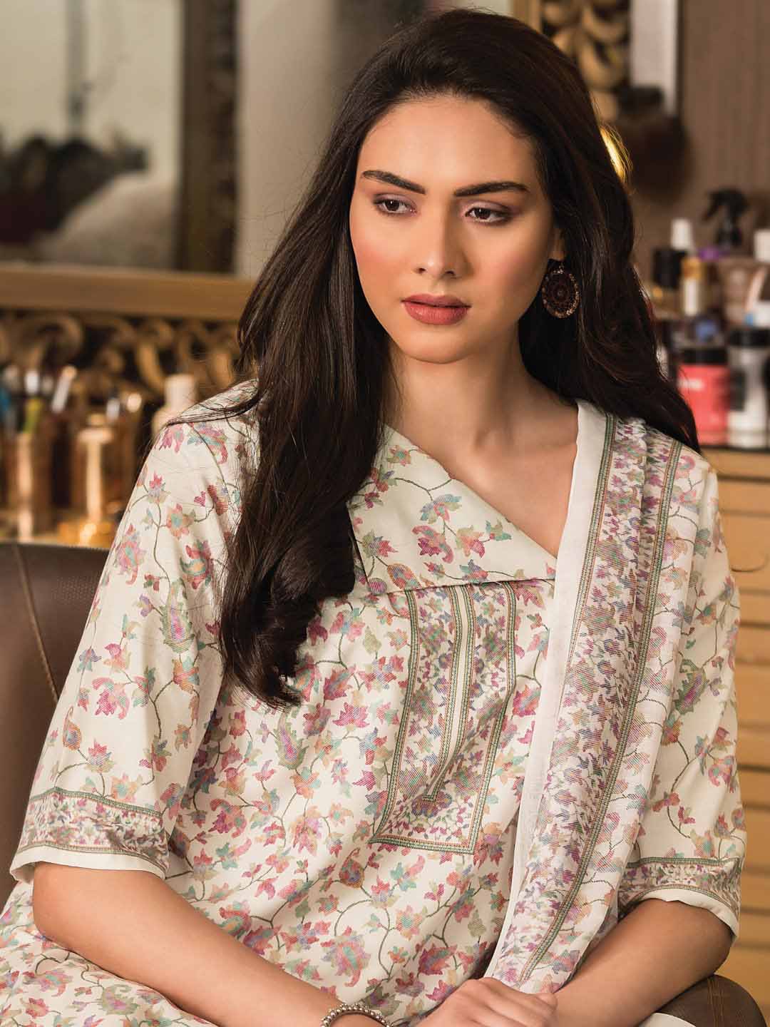 Buy Cream Suit Sets for Women by Readiprint Fashions Online | Ajio.com