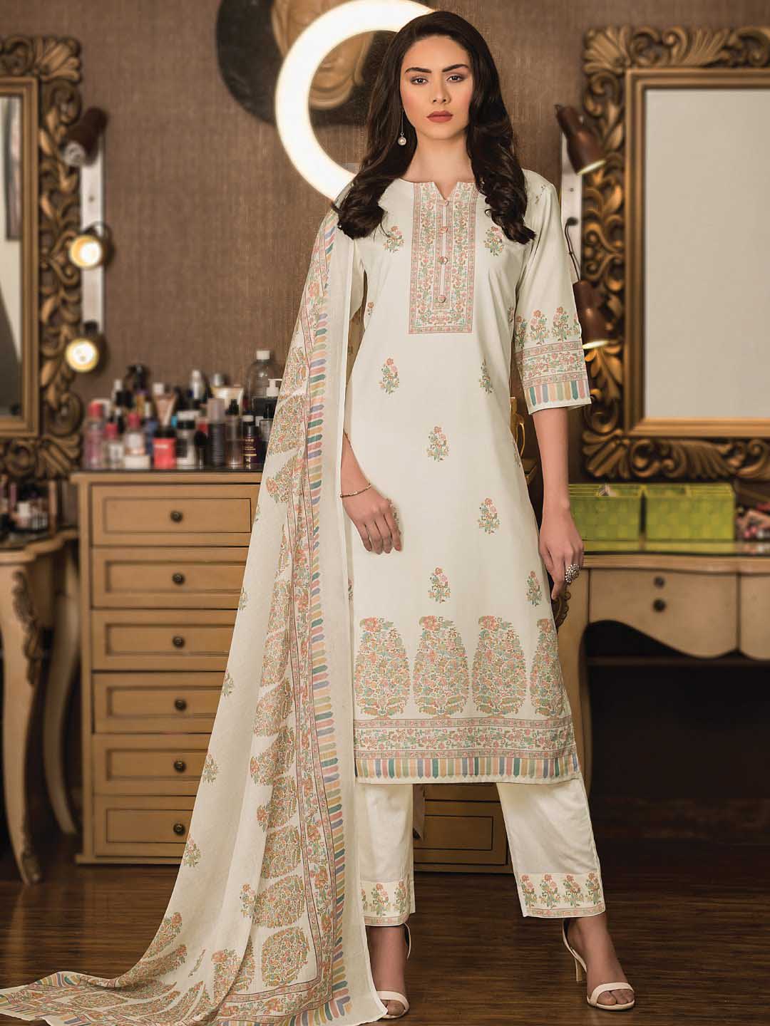 Women Printed Unstitched Winter Woolen Pashmina Suit Material