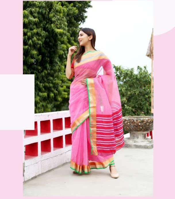 Pink Designer Women’s Printed Saree - Stilento