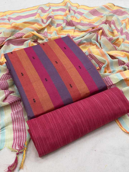 Pink Pure Handloom Cotton Unstitched Dress Material