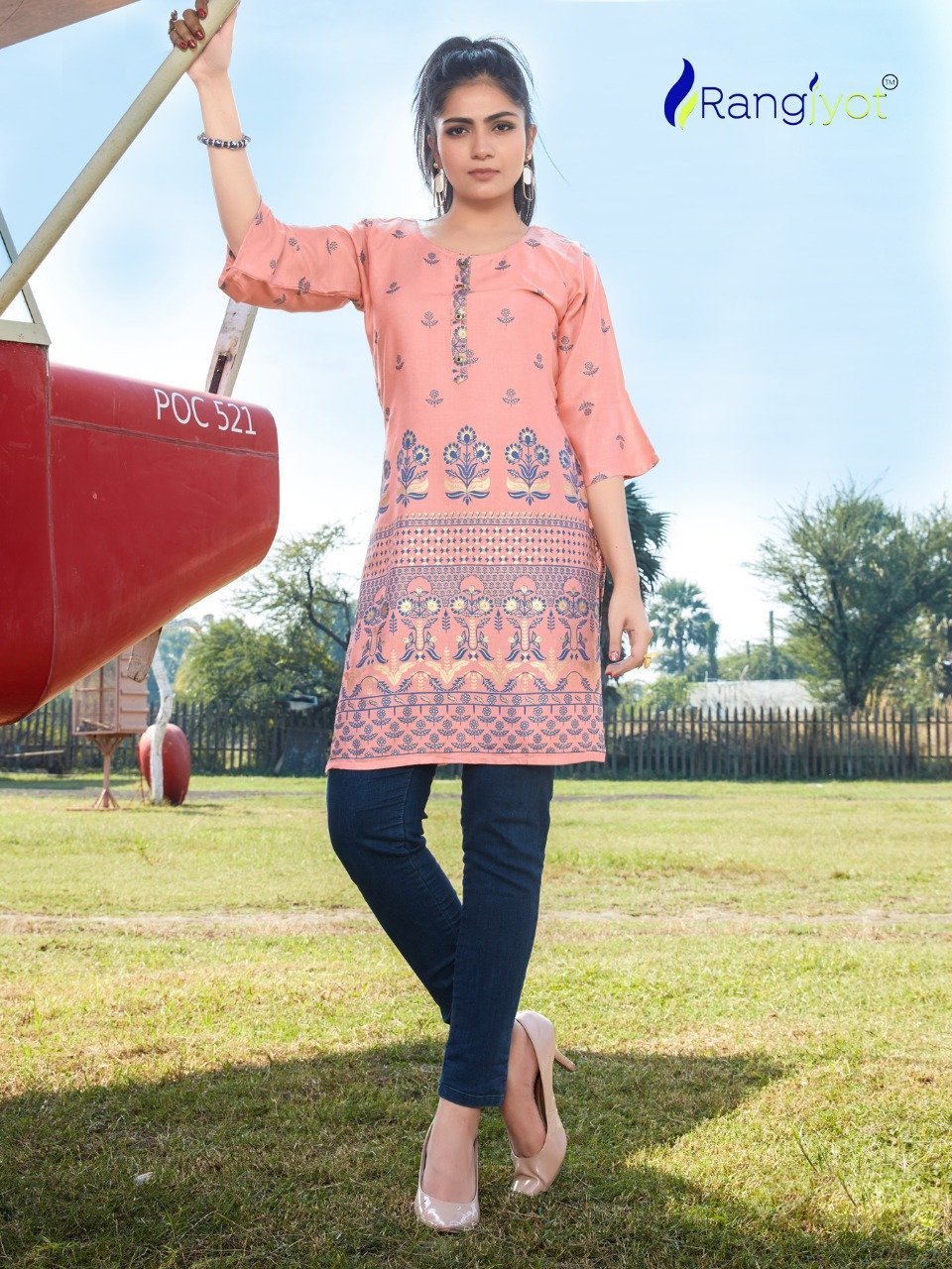 Pink Rayon Short Kurti for Women