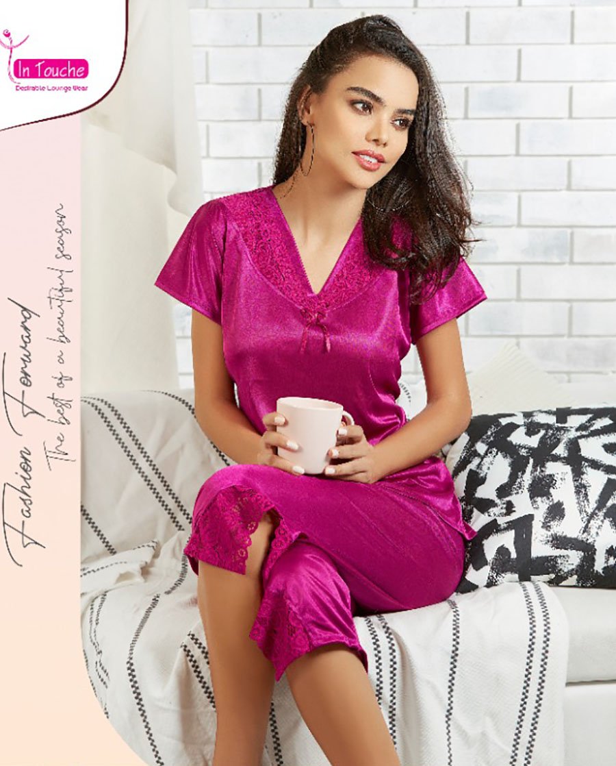 Pink Satin nightdress set for Woman - Stilento