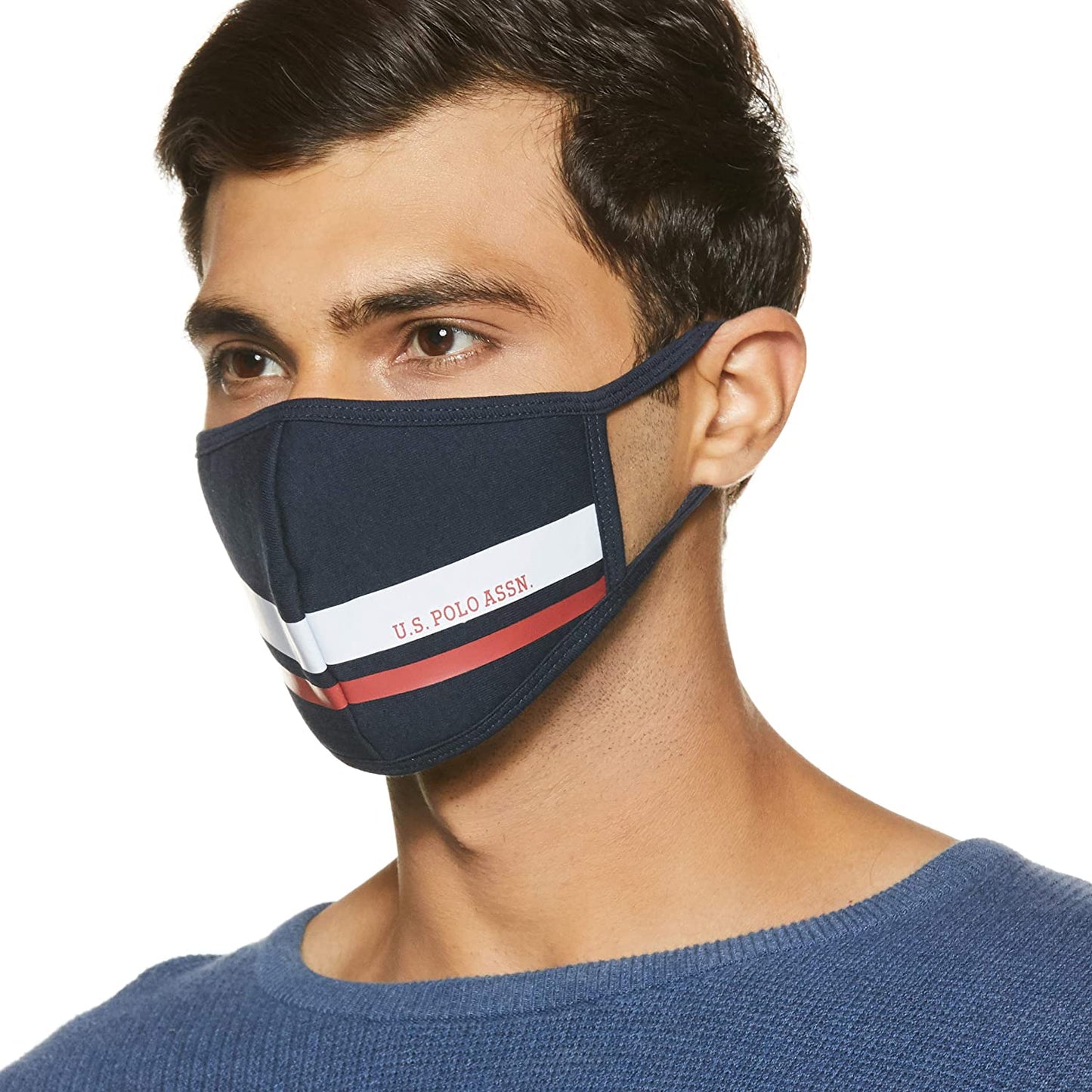 Printed Cotton Face Mask (Pack of 6) Grey and Blue - Stilento